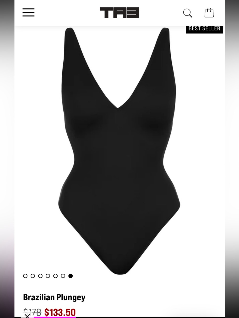 Brazilian Plungey One-Piece Swimsuit in Black